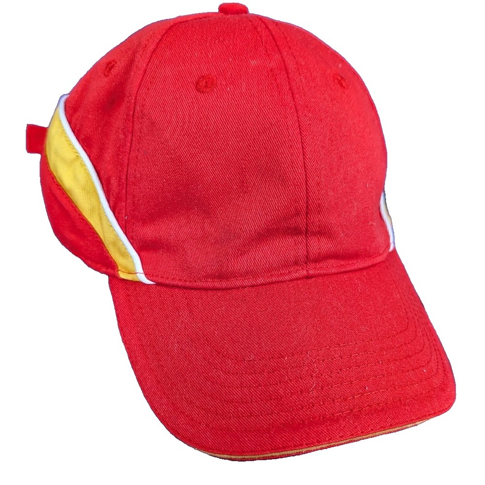 VTG Shell Gas Station Service Oil Hat Yellow Red Side Stripe Snapback USA Brim